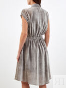 Платье-рубашка из тонкого вельвета и шелка с деталью Мониль BRUNELLO CUCINE