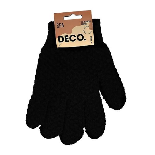 DECO. Мочалка-перчатки для душа отшелушивающие из бамбукового волокна (черн