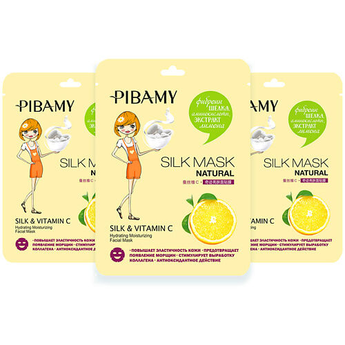 PIBAMY Набор тканевых масок для лица SILK&Vitamin C для эластичности кожи MPL063524 фото 1