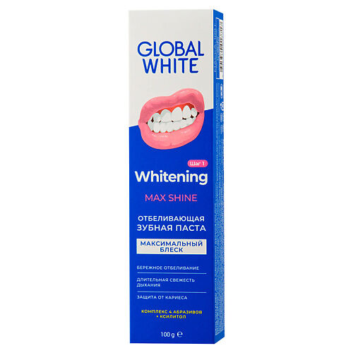 GLOBAL WHITE Отбеливающая Зубная паста WHITENING Max shine LOB000101 фото 1