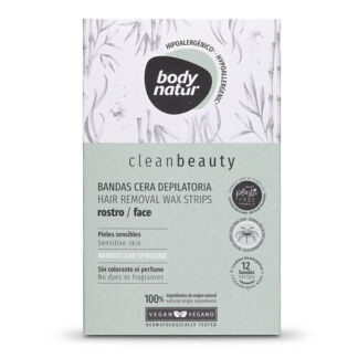 BODY NATUR Восковые полоски для депиляции для чувствительной кожи лица Clea