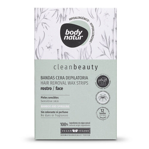 BODY NATUR Восковые полоски для депиляции для чувствительной кожи лица Clea BNR813060 фото 1