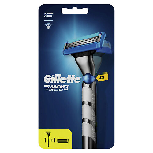 GILLETTE Бритва с 2 сменными кассетами Red MACH3 Turbo 3D GIL857466 фото 1