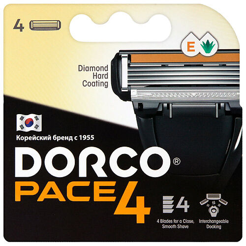 DORCO Сменные кассеты для бритья PACE4, 4-лезвийные MPL072671 фото 1