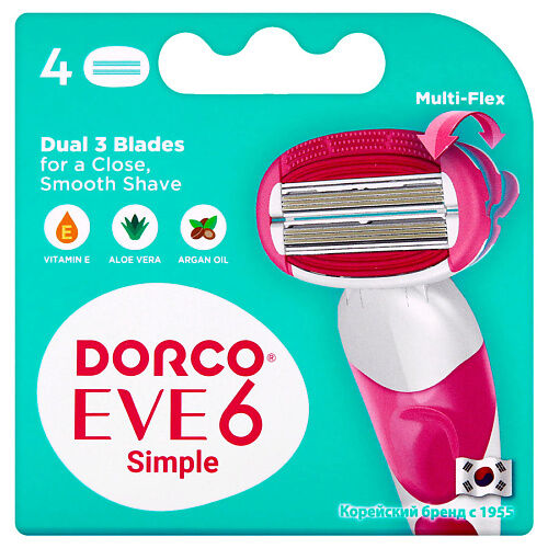 DORCO Женские сменные кассеты для бритья EVE6, 6-лезвийные MPL071803 фото 1