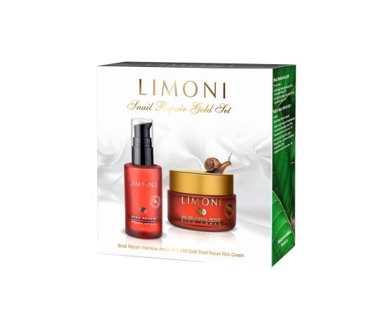 LIMONI Snail Repair Gold Set (Набор Ampoule 30ml+24 Gold Cream 50ml) фото 1