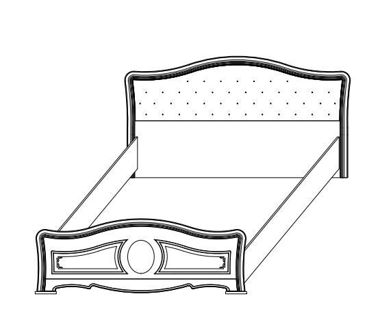 Кровать 1600 эмаль Азалия крем без патины с мягким изголовьем