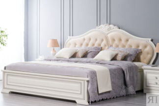Кровать 1800х2000 с мягким изголовьем с патиной серебро ваниль Инканто