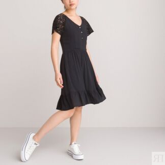Черное Кружевное платье с короткими рукавами 1018 лет 16 лет - 162 см черны
