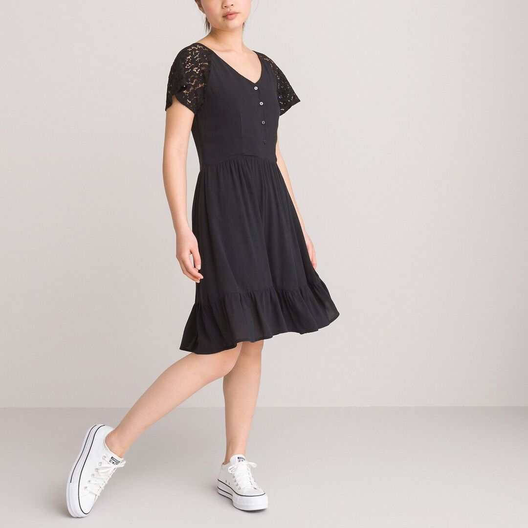 Черное Кружевное платье с короткими рукавами 1018 лет 16 лет - 162 см черны