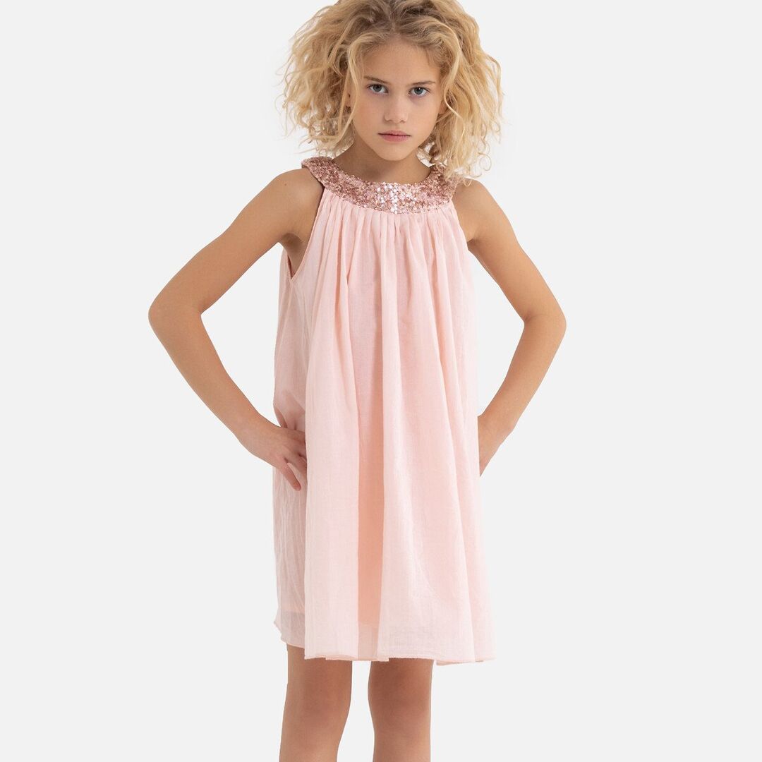 Платье С пайетками по вырезу горловины 3-12 лет 3 года - 94 см розовый