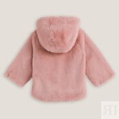 Пальто Утепленное с капюшоном из искусственного меха 6 мес. - 67 см розовый