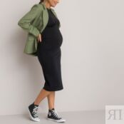 Платье Для периода беременности прямое короткие рукава XL черный