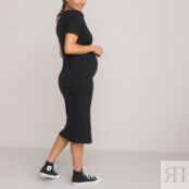 Платье Для периода беременности прямое короткие рукава XL черный