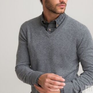 Пуловер С V-образным вырезом из кашемира S серый