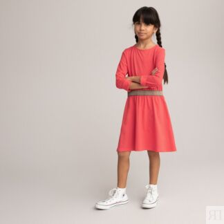 Платье С длинными рукавами из биохлопка 3-12 лет 10 лет - 138 см красный