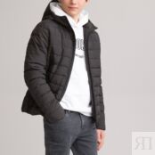 Куртка Стеганая тонкая с капюшоном 10-18 лет 18 лет - 180 см черный