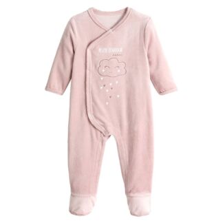 Пижама Цельная из велюра биохлопок 0-3 ans 1 год - 74 см розовый
