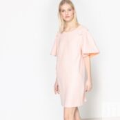 Платье Короткое прямое однотонное с короткими рукавами 40 розовый