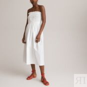 Платье-бюстье Средней длины из поплина из биохлопка 52 белый