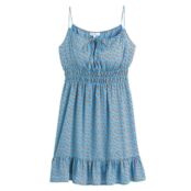 Короткое Платье на тонких бретелях из сатиновой ткани 48 синий