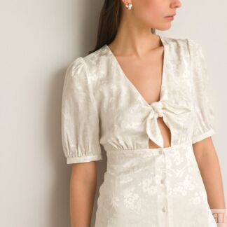 Платье Свадебное с короткими рукавами и отрезными деталями 46 белый