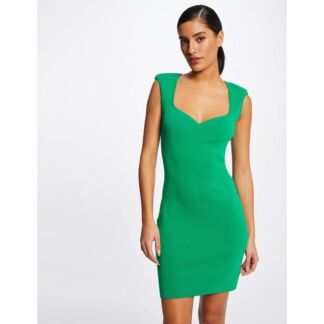 Платье-пуловер Приталенное с вырезом в форме сердца S зеленый
