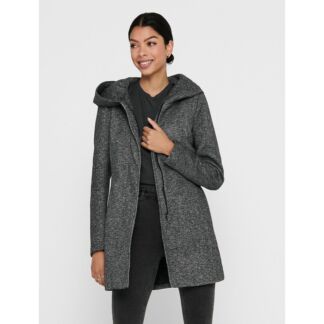 Пальто Тонкое с капюшоном из бархатистого материала XS серый