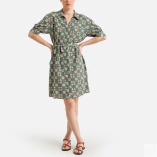 Платье-рубашка Рукава 34 с принтом 42 зеленый