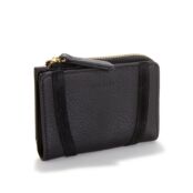 Бумажник Кожаный на молнии ROZA единый размер черный