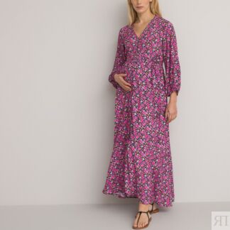 Платье-макси Для периода беременности с цветочным принтом 46 черный
