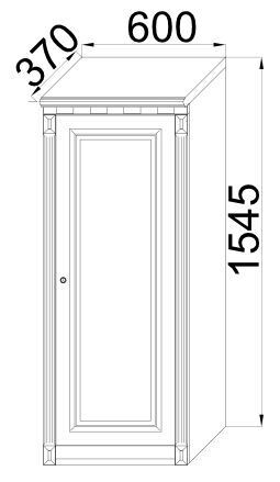 Шкаф без карниза однодверный глухой 600х1545х370 кашир орех Деметра