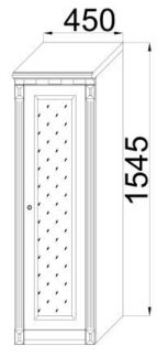 Шкаф б/карниза однодверный с витражом 450х1545х370 Деметра Ваниль б/патины