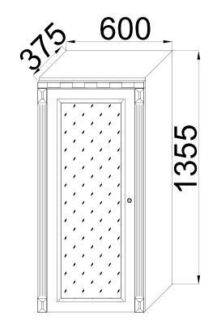 Шкаф верхний малый однодверный 600х1355х375 кашир орех Деметра