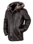 Кожаная куртка мужская зимняя Аляска с капюшоном North Star арт 033