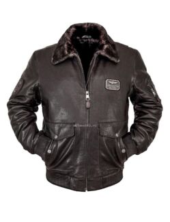Кожаная куртка мужская меховая Aeronautica черная
