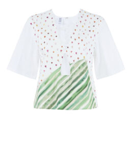 Блуза Rosie Assoulin ASPU65002C белый+зеленый+принт 04