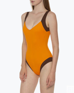 Купальник MaxMara_Beachwear GERBA.21 оранжевый+коричневый 40