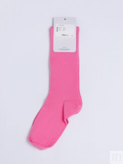 Носки розовые высокие в рубчик