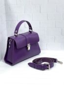 Женская кожаная сумка трапеция фиолетовая A023 purple mini