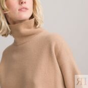 Пуловер С воротником из шерсти и кашемира сделано во Франции M бежевый