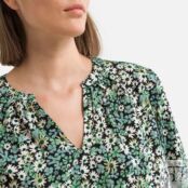 Блузка С цветочным принтом и V-образным вырезом XS зеленый