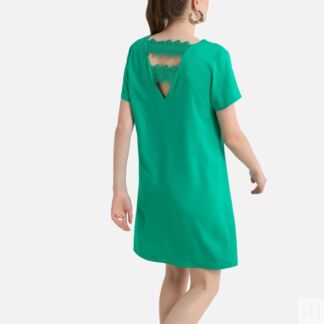 Платье Короткое с V-образным вырезом 40 зеленый