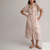 Платье Длинное расклешенное с принтом цветы 42 розовый