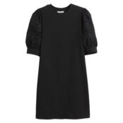 Платье-свитшот Короткое напускные рукава с вышивкой M черный