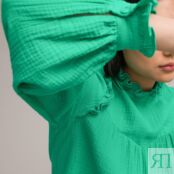 Блузка С воротником-стойкой с воланом длинные рукава 40 (FR) - 46 (RUS) зел