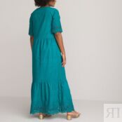 Платье Расклешенное длинное с английской вышивкой 46 синий