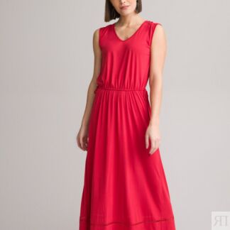 Платье Прямое длинное без рукавов 46 красный