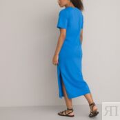 Платье-футболка Длинное с круглым вырезом и короткими рукавами L синий