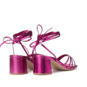 Босоножки Из кожи на широком каблуке ремешки с завязками 39 розовый